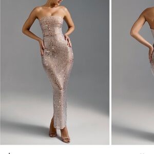 Oh Polly Amaya Embellished Dress in Almond Size US 4